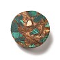 Cabochons synthétiques assemblés en bronzite et malachite, demi-tour / dôme