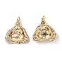 Micro cuivres ouvrent pendentifs zircone cubique, avec anneau de saut, réel 18 k plaqué or, charmes de bouddha