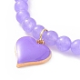 Bracelets extensibles en perles mélangées de pierres précieuses naturelles, bracelet pendentif en alliage d'émail pour femme