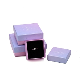 Картонные коробки ювелирных изделий, с черной губкой, для ювелирной подарочной упаковки, квадрат со словом