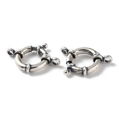 925 Thailand Sterling Silver Spring Ring Clasps, Tibetan Style Ring Clasps, with 925 Stamp