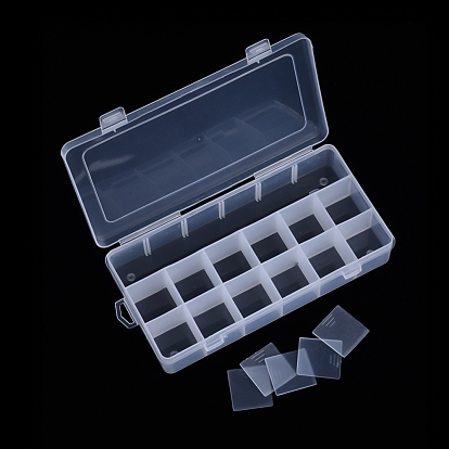 Conteneur de stockage de billes de polypropylène (pp), 18 boîtes de rangement de compartiment, avec 5 séparateurs réglables, rectangle