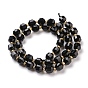 Brins de perles d'onyx noir naturel, teints et chauffée, ronde, facette