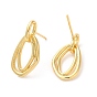 Rack Plating Brass Twist Oval Dangle Stud Earrings, Lead Free & Cadmium Free