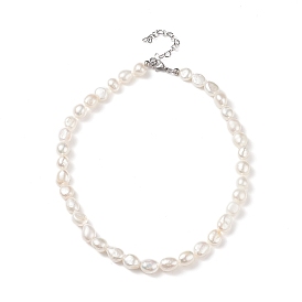 Collier de perles keshi baroques naturelles avec fermoir en acier inoxydable pour femme