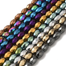 Electroplated Strong Magnetic Synthetic Hematite Beads Strands, Faceted Oval