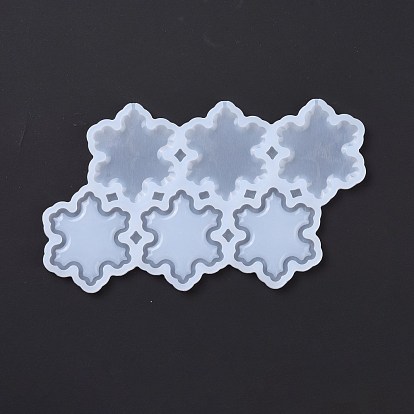 DIY Snowflake Lollipop Making Food Grade Silicone Molds, Candy Molds, for Edible Cake Topper Making, 6 Cavities, Christmas Theme