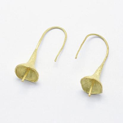 Brass Earring Hooks, Lead Free & Cadmium Free & Nickel Free, Flower