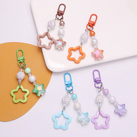 Gradient Star Acrylic Pendant Decorations, with Alloy Clasps, for Woman Handbag Car Key Backpack Pendants