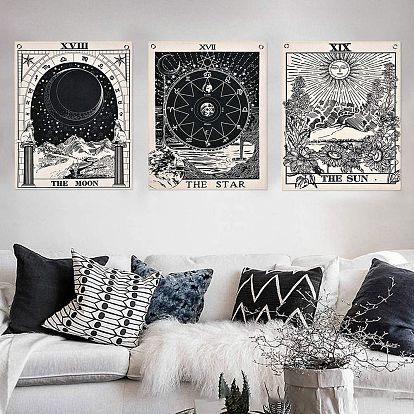 Décoration de bannière en polyester, décors de photographie, rectangle avec motif tarot