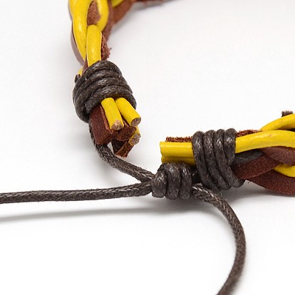 Модный мужской повседневный стиль плетеный вощеный шнур и кожаные браслеты, 58 мм