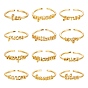 12 piezas 12 anillos de puño de latón de estilo, anillos abiertos, palabra de constelación