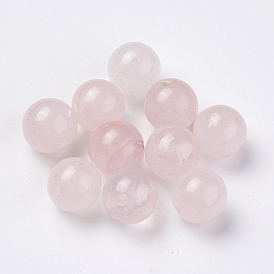 Natural Rose Quartz Beads, Half Drilled, Round