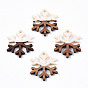 Christmas Theme Opaque Resin & Walnut Wood Pendants, Snowflake Charm