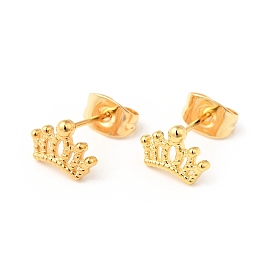 304 Stainless Steel Tiny Crown Stud Earrings with 316 Stainless Steel Pins for Women