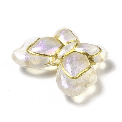 Perles acryliques transparentes, métal doré enlaça, papillon