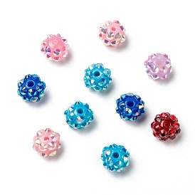 Chunky Resin Rhinestone Bubblegum Ball Beads, Round