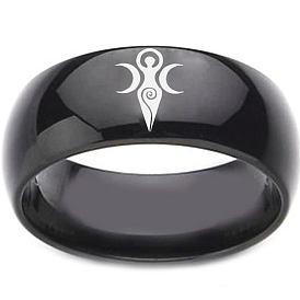 Titanium Steel Moon Goddess Amulet Finger Ring for Women