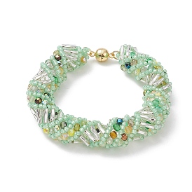 Bracelet toho japonais en perles de graines et au chalumeau avec fermoirs magnétiques en laiton, bracelet en corde népalaise au crochet pour femme