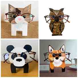 Animal Shaped Wooden Eyeglasses Display Stands, Single Sunglasses Storage Rack, Panda/Fox/Cat/Owl/Penguin/Sloth/Pig Shape