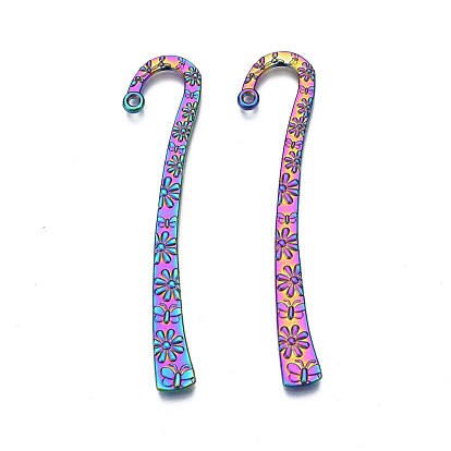 Rainbow Color Alloy Bookmark Findings, Hook Bookmark Findings with Hole, Cadmium Free & Nickel Free & Lead Free