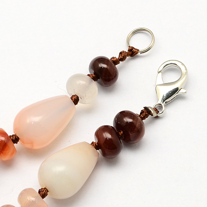 Colliers mode de perles de pierres précieuses, avec fermoirs mousqueton en alliage de zinc plaqué platine, 17.7 pouce