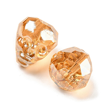 Galvanoplastie perles de chalumeau faites à la main transparentes, crâne facettes
