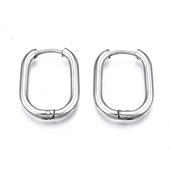 201 Stainless Steel Oval Hoop Earrings, with 304 Stainless Steel Pins, Hinged Earrings for Women