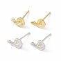 Brass Stud Earring Finding, Earring Settings for Half Drilled Beads, Snail, Cadmium Free & Lead Free, Long-Lasting Plated