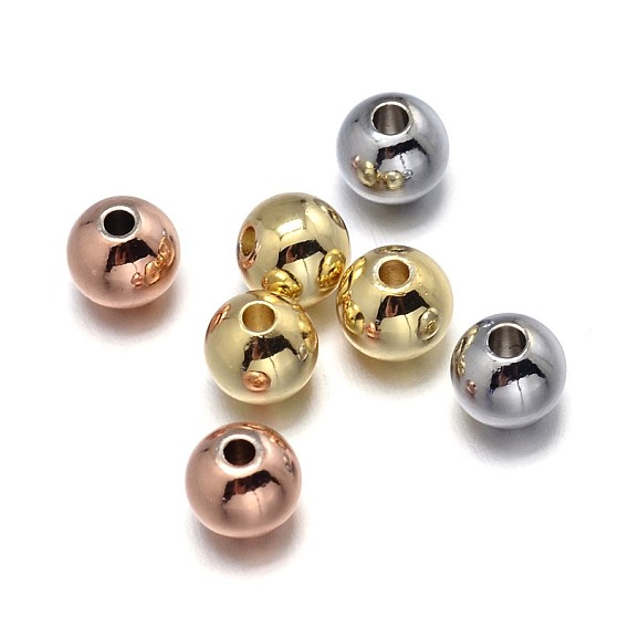Perles rondes en laiton massif, sans plomb & sans nickel & sans cadmium 