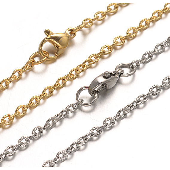 304 Stainless Steel Cable Chain Necklaces, with Lobster Clasps, 29.52 inch(750mm)