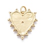 Brass Micro Pave Clear Cubic Zirconia Pendants, Long-Lasting Plated, with Jump Rings, Heart