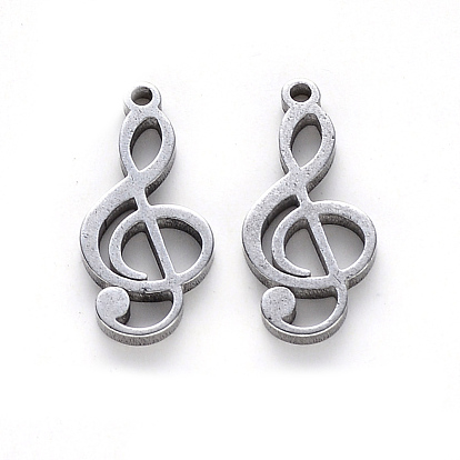 304 Stainless Steel Pendants, Laser Cut, Musical Note