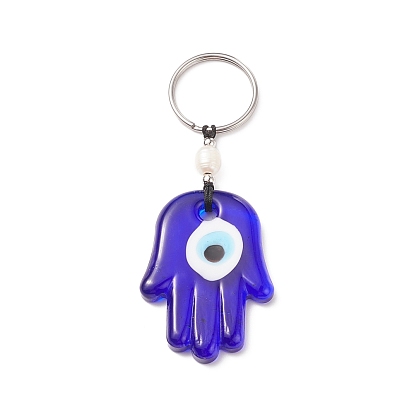 Porte-clés porte-clés bleu mauvais œil au chalumeau fait à la main, breloque yeux porte-bonheur en perle naturelle pour la chance et la protection, larme/plat rond/coeur/hamsa main