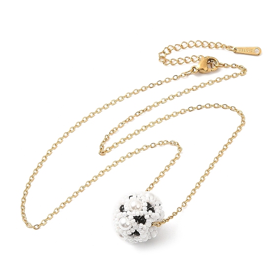 Ожерелье с подвеской в виде цветка из ракушек и жемчуга, золотые 304 украшения из нержавеющей стали