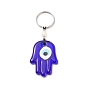 Handmade Lampwork Blue Evil Eye Keychain Key Ring, Natural Pearl Bead Lucky Eyes Charm for Good Luck and Protection, Teardrop/Flat Round/Heart/Hamsa Hand