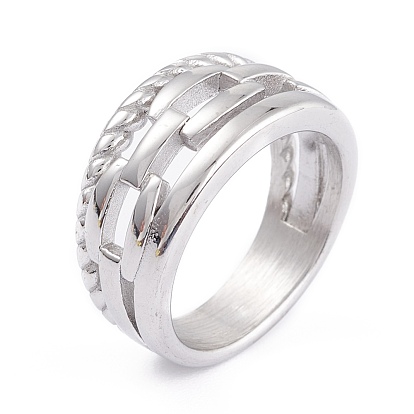 Unisex 304 Stainless Steel Finger Rings, Round Shape