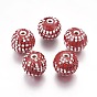 Handmade Indonesia Beads, with Silver Color Plated Cores, Round