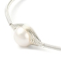 Brazalete con cuentas de perlas naturales, brazalete de alambre de resorte de acero