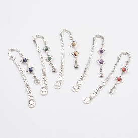 Tibetan Style Bookmarks, with Natural Gemstone Beads