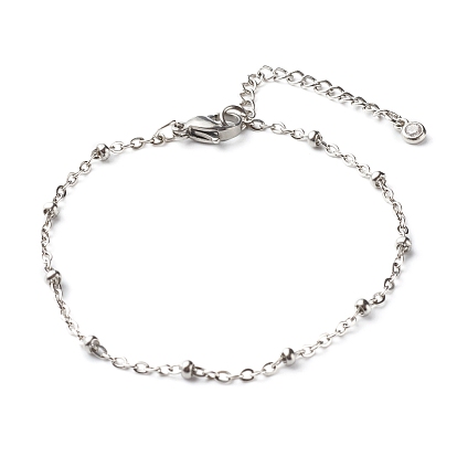 304 Stainless Steel Paperclip & Satellite Chains Bracelet Set