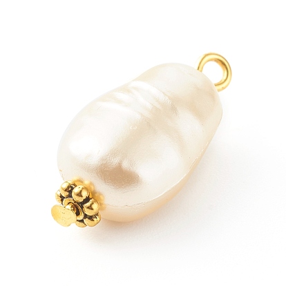 Acrylic Pendants, with Acrylic Imitation Pearl Beads, Iron Pins and Alloy Spacer Beads, Teardrop