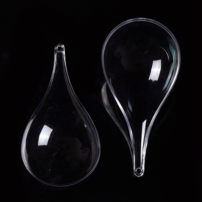 Openable Transparent Plastic Pendants, Fillable Plastic Bauble Christmas Ornament, Teardrop