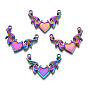 201 Stainless Steel Pendants, Evil Heart with Wing Charm