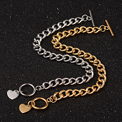 Coeur bracelets de la chaîne de trottoir 304 en acier inoxydable, fermoirs ot, 7-5/8 pouces (195 mm), 7mm