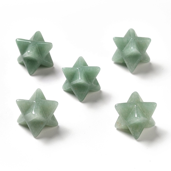 Perlas de aventurina verde naturales, sin agujero / sin perforar, Merkaba estrella