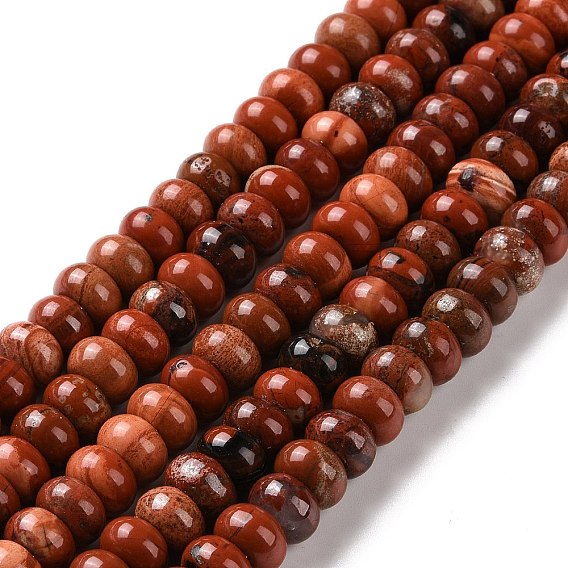 Rouge naturel perles de jaspe brins, classe ab, rondelle