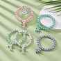Glass Imitation Pearl Beaded Bracelets, Alloy Angel Pendant Bracelets for Women