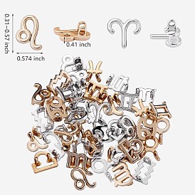 24Pcs 2 Colors Alloy Pendants, 12 Constellation Charms, Zodiac Sign Charms, for Jewelry Necklace Bracelet Earring Making Crafts