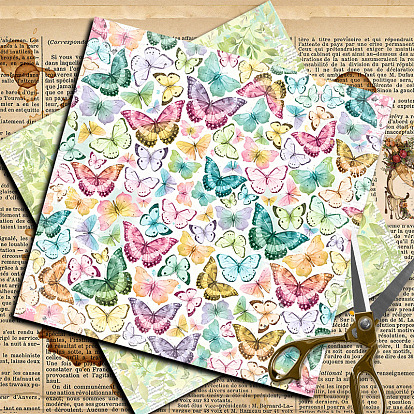 12 feuilles de papier pour scrapbooking papillon, pour scrapbook album bricolage, carte de voeux, papier de fond
